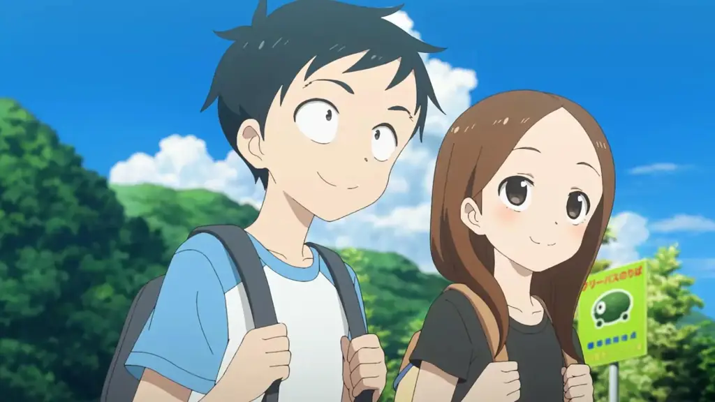 Gambar Takagi-san dan Nishikata sedang bermain bersama