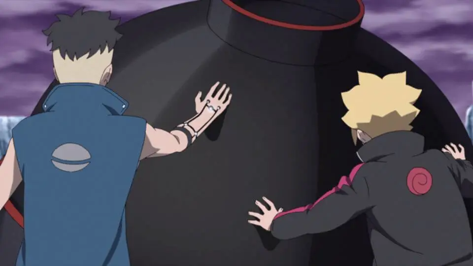 Screenshot adegan menegangkan dari Boruto episode 207