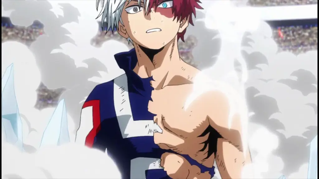 Gambar pertarungan antara Midoriya dan Todoroki