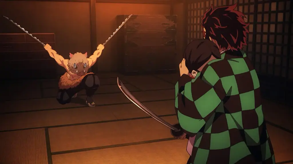 Screenshot adegan seru dari Demon Slayer episode 12 subtitle Indonesia