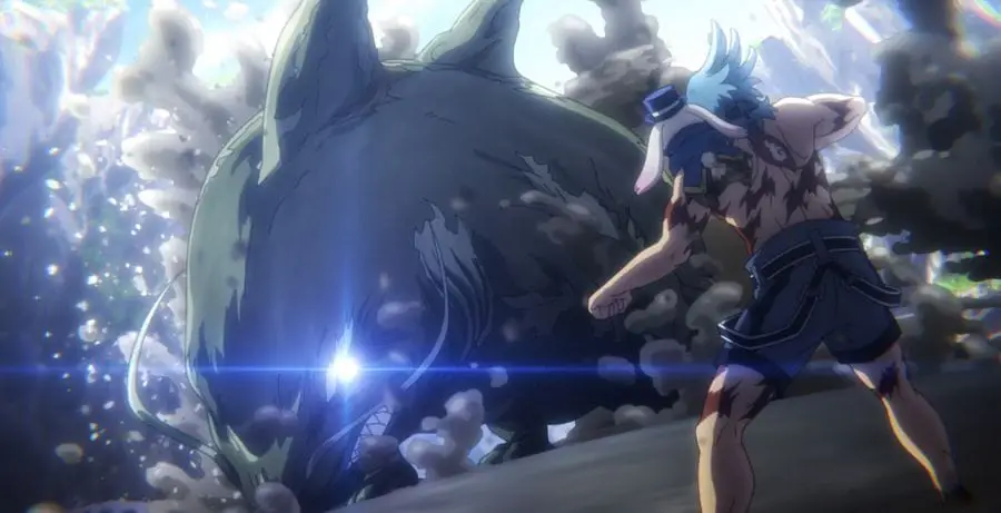 Screenshot adegan menegangkan dari Shangri La Frontier episode 14