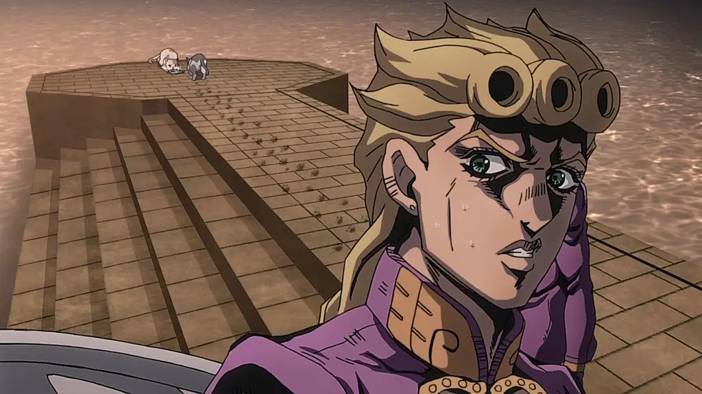 Screenshot adegan penting dari Jojo Golden Wind episode 21