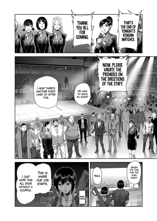 Panel manga Kengan Omega 232 yang menegangkan.