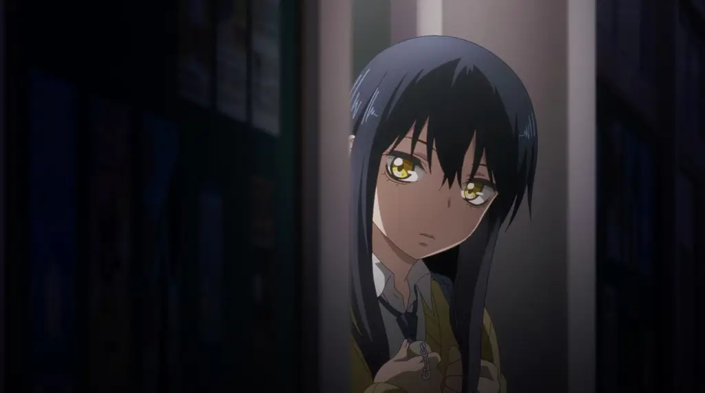 Screenshot adegan menegangkan dari Mieruko-chan episode 4