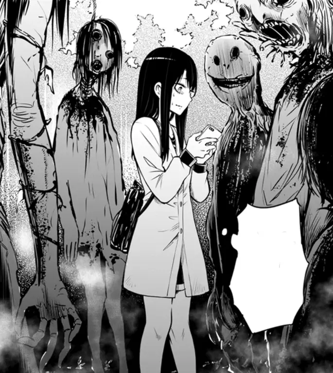 Momen menegangkan saat Miko bertemu hantu Mieruko-chan bertemu dengan hantu