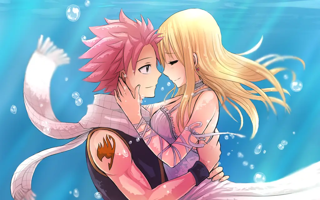 Gambar momen mengharukan Natsu dan Lucy di Fairy Tail