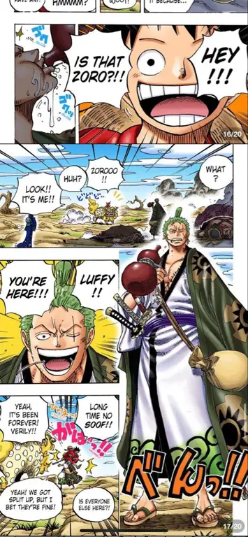 Luffy dan Zoro bertemu kembali di One Piece Episode 936