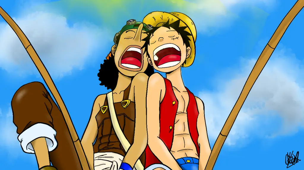 Gambar reuni Usopp dan Luffy di One Piece