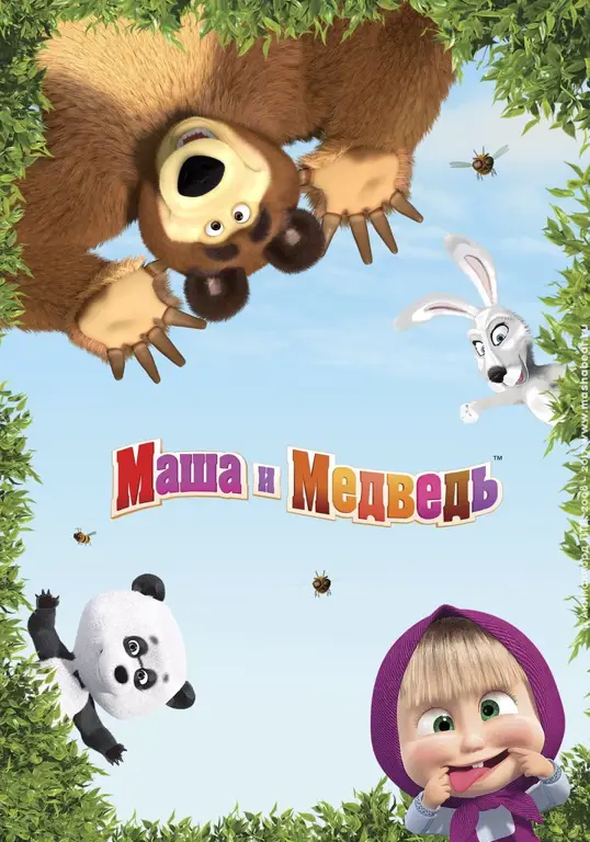 Momen Menyenangkan Masha dan Beruang Masha dan Beruang menonton TV