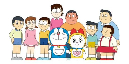 Keluarga menonton film Doraemon