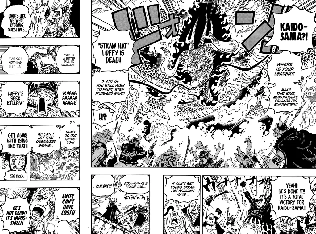 Gambar cuplikan adegan penting dari komik One Piece chapter 1036