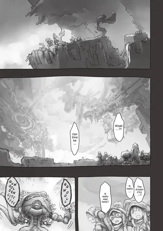 Panel manga Made in Abyss Chapter 50 yang dramatis