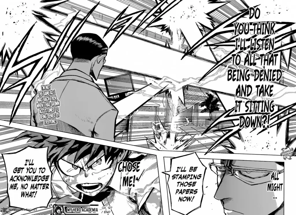 Cuplikan adegan penting dari Boku no Hero Academia chapter 127