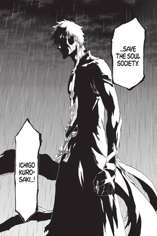 Panel manga Bleach yang menampilkan momen krusial dalam bab 687.