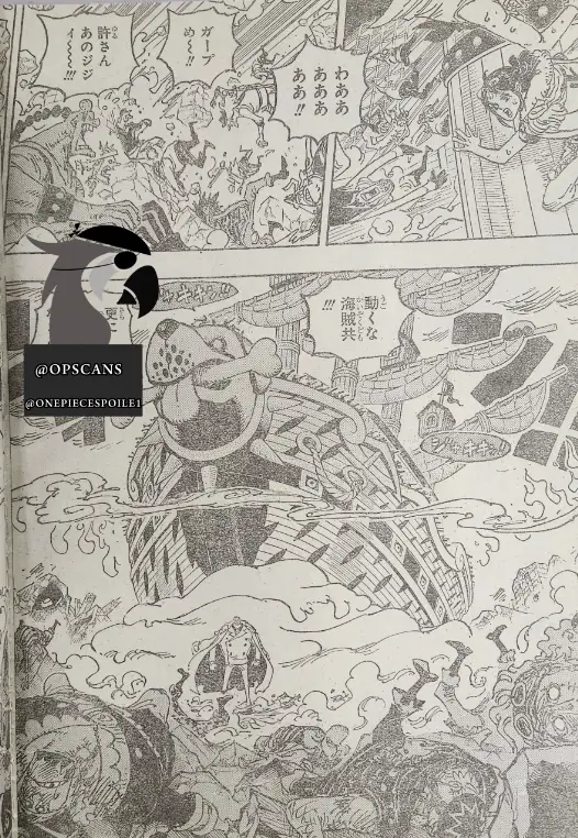 Gambar-gambar momen penting dari One Piece Chapter 1081.