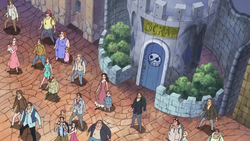 Screenshot adegan menegangkan dari One Piece episode 734