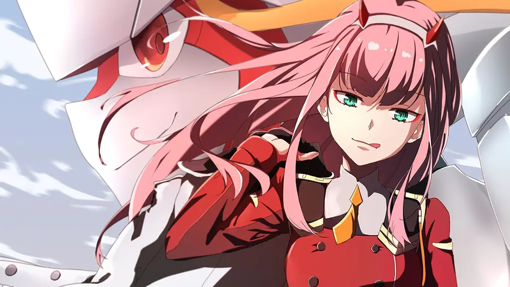 Momen penting Hiro dan Zero Two di episode 4 Screenshot dari Darling in the Franxx episode 4 yang menampilkan Hiro dan Zero Two