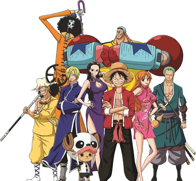 Luffy dan kru Topi Jerami merayakan kemenangan