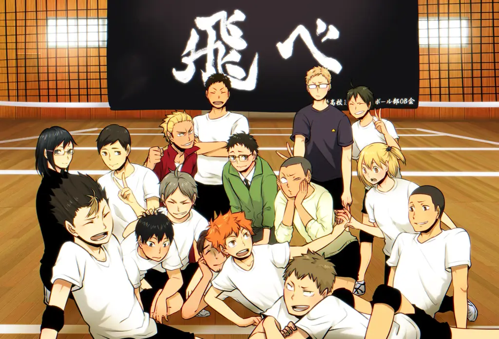 Momen Pertandingan Haikyuu!! Gambar karakter Haikyuu!! sedang bermain voli
