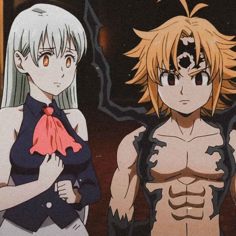 Momen romantis antara Meliodas dan Elizabeth Gambar Meliodas dan Elizabeth dari Nanatsu no Taizai
