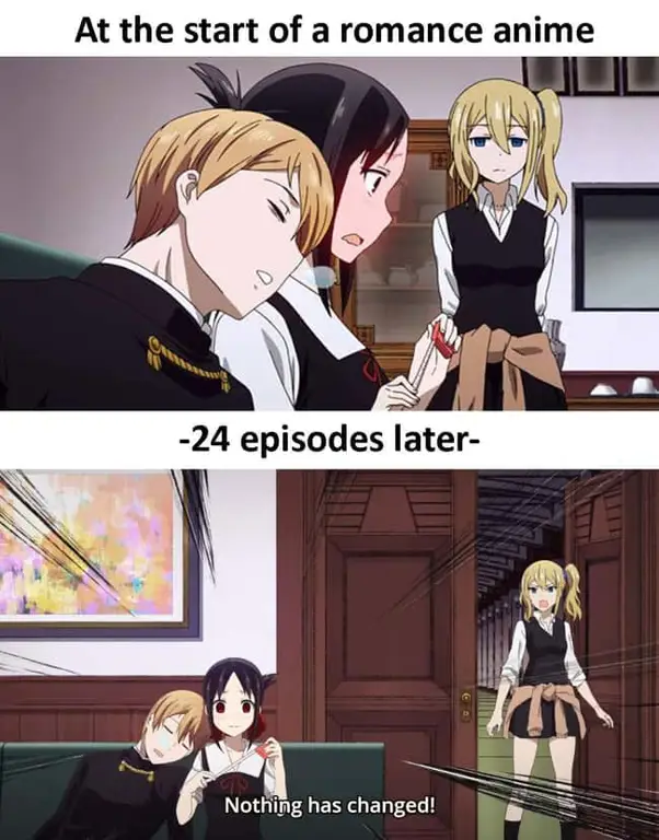 Adegan romantis dalam anime yang menampilkan dua sahabat masa kecil