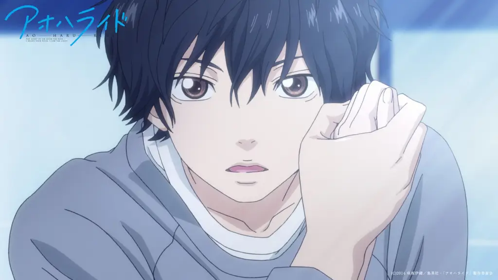 Adegan anime Ao Haru Ride yang menunjukkan interaksi antara Futaba dan Kou