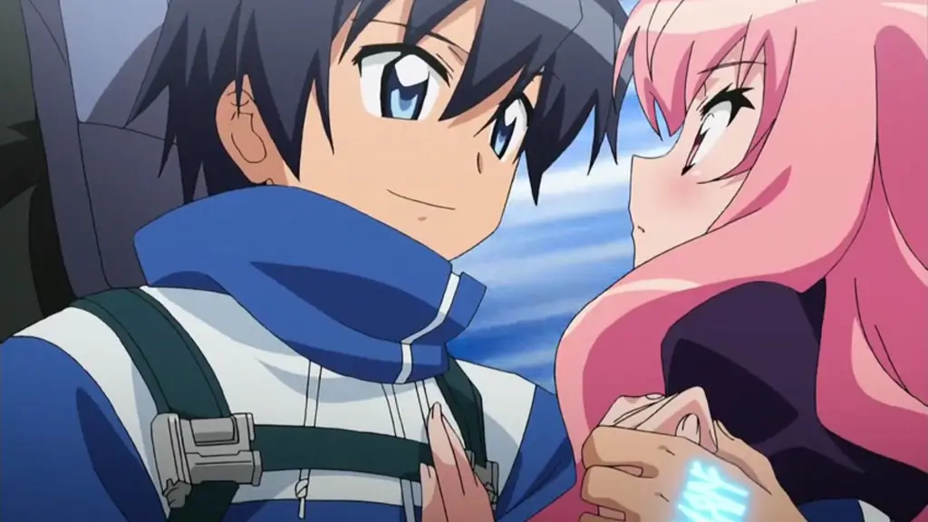 Louise dan Saito dalam Zero no Tsukaima