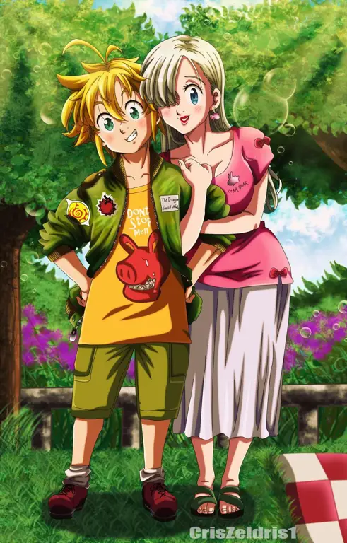 Gambar Meliodas dan Elizabeth dari Nanatsu no Taizai