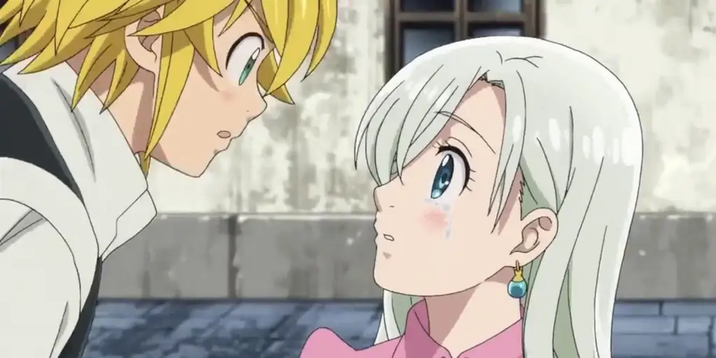 Gambar adegan romantis Meliodas dan Elizabeth