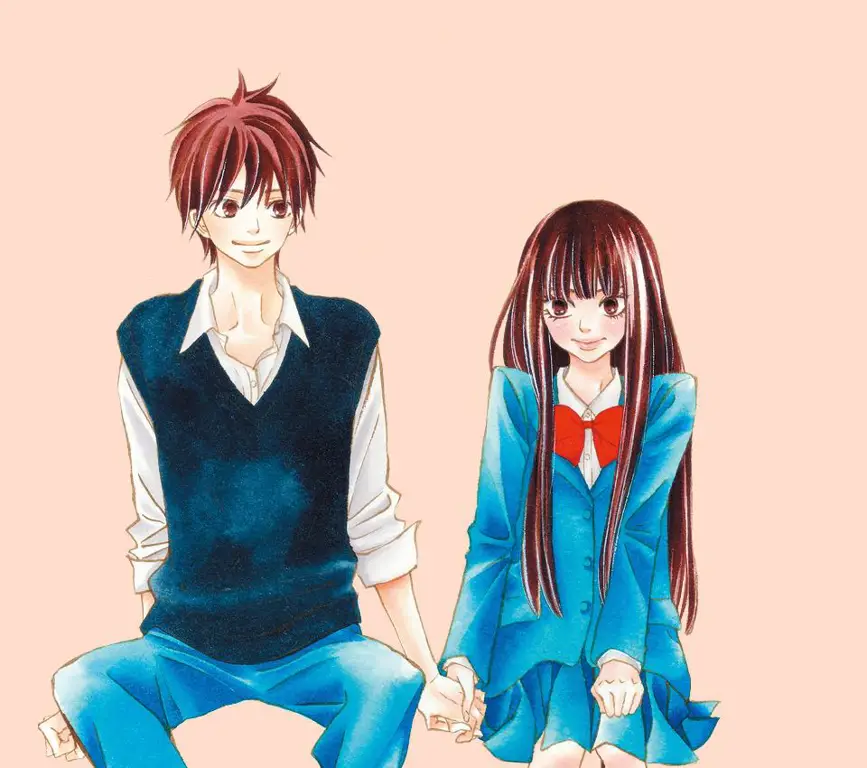 Sawako dan Kazehaya dalam sebuah adegan romantis