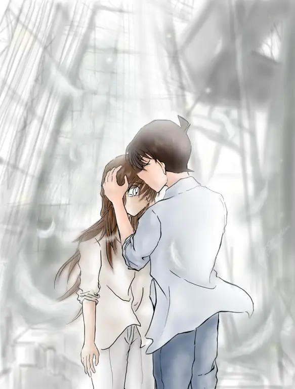 Gambar momen romantis Shinichi dan Ran