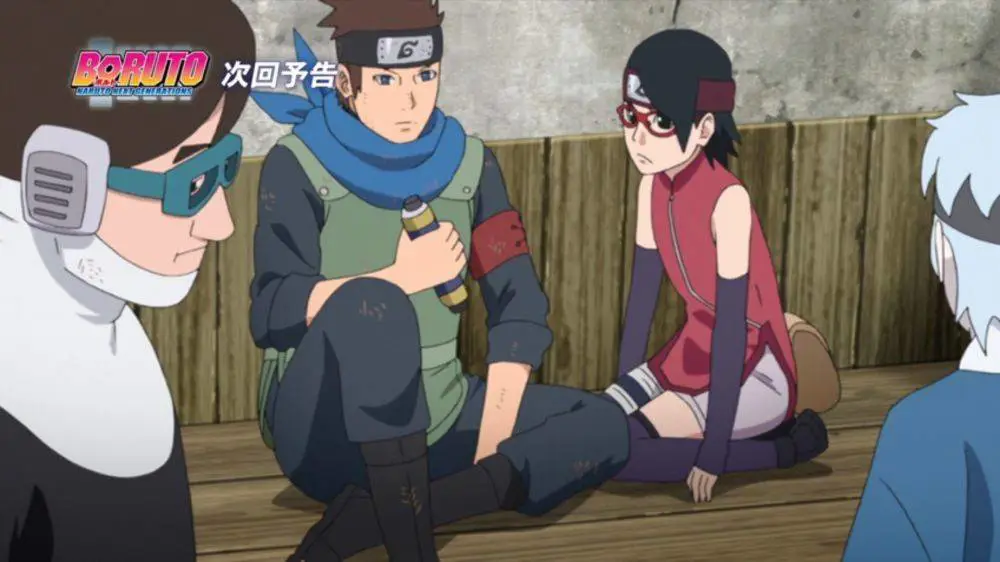 Screenshot adegan menegangkan dari Boruto episode 185