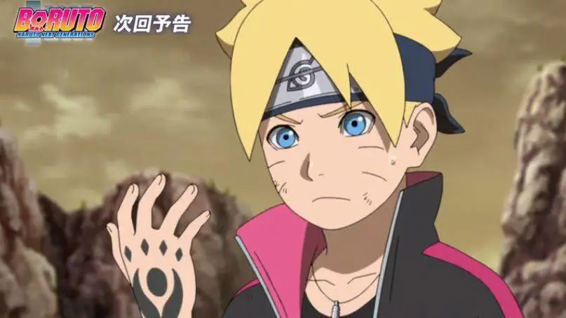 Screenshot adegan menegangkan dari Boruto episode 219