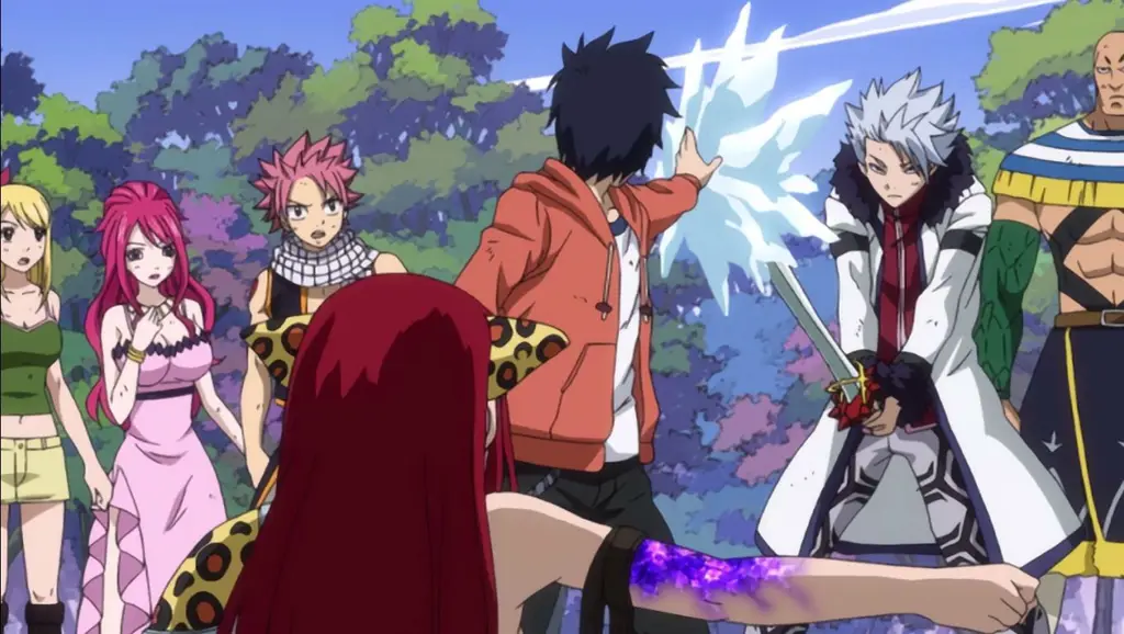 Screenshot adegan menegangkan dari Fairy Tail episode 124