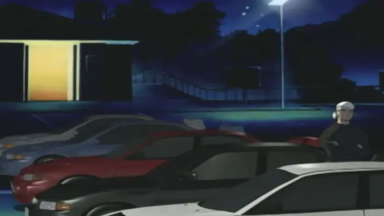 Screenshot adegan menegangkan dari Initial D episode 2