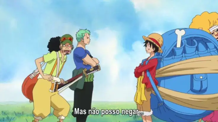 Screenshot One Piece episode 3 yang menampilkan Luffy dan kru Topi Jerami