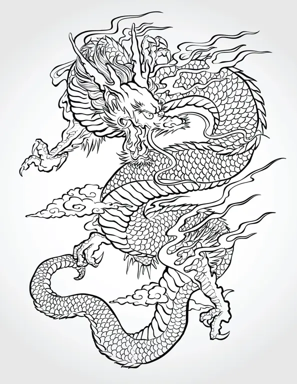 Gambar tato naga Jepang yang elegan