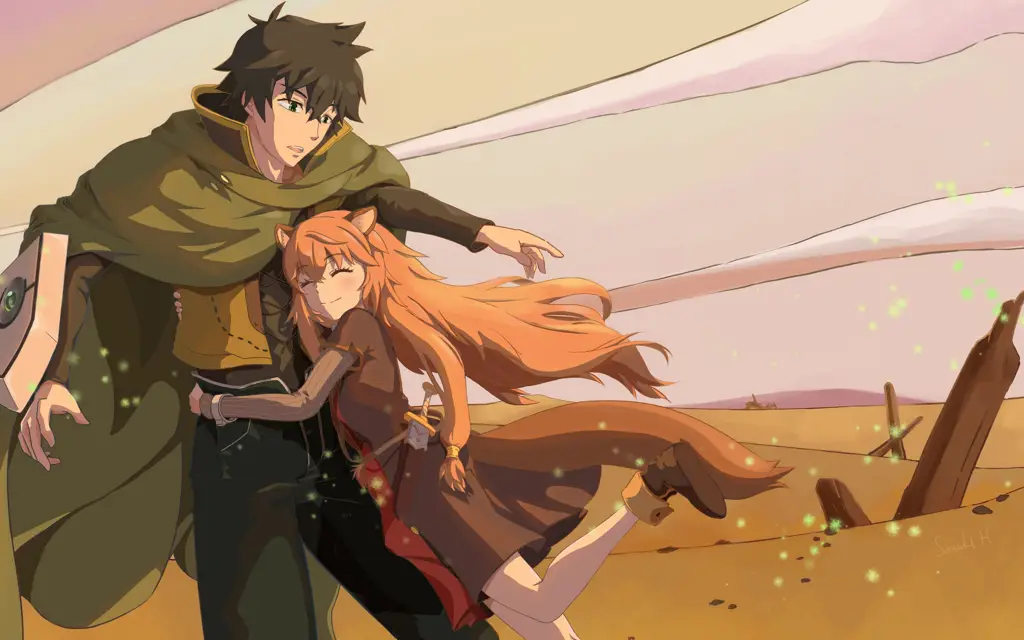 Naofumi dan Raphtalia dalam adegan anime