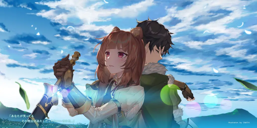 Gambar Naofumi dan Raphtalia dari The Rising of the Shield Hero