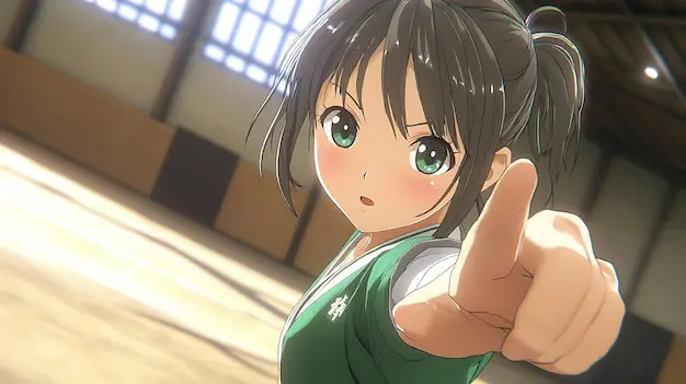 Naomi: Gadis Anime Penuh Tekad Gambar seorang gadis anime dengan ekspresi penuh tekad