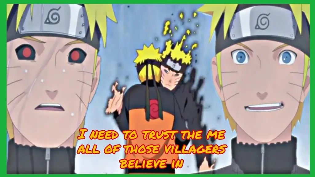 Gambar Naruto berbicara kepada penduduk desa Konoha