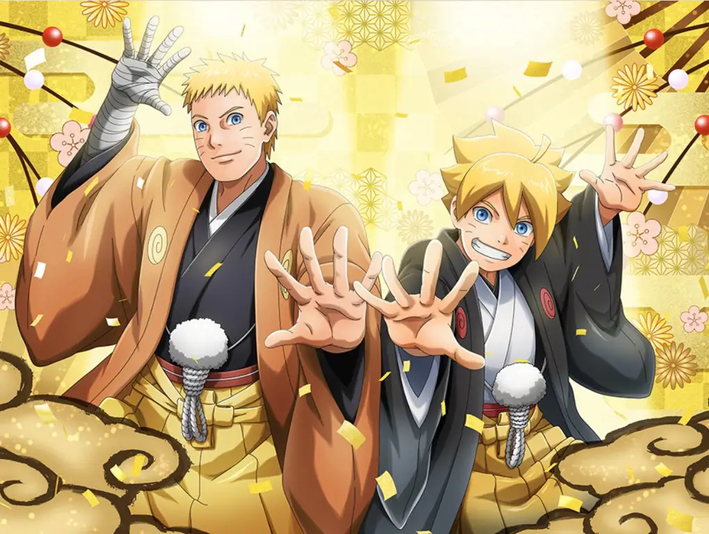 Gambar Naruto dan Boruto bersama