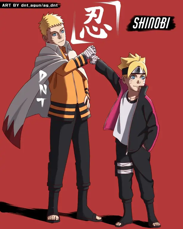 Gambar kolase Naruto dan Boruto