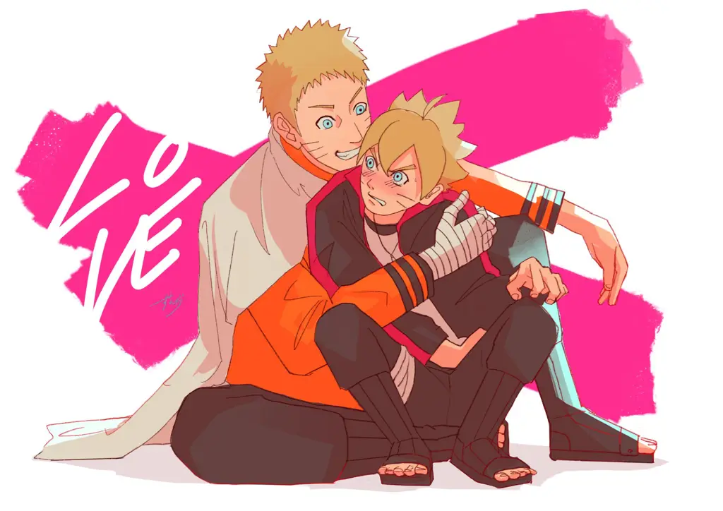 Gambar Naruto dan Boruto bersama