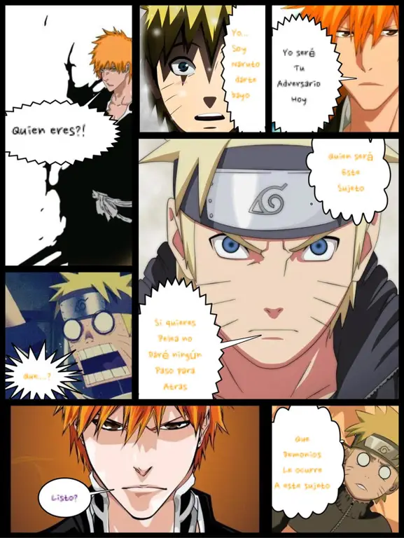 Ilustrasi pertarungan Naruto melawan Ichigo