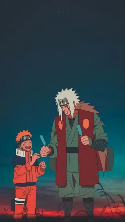 Gambar Naruto kecil bersama Jiraiya