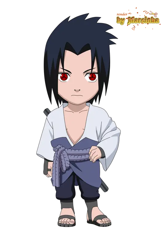 Naruto dan Sasuke kecil dalam gaya chibi