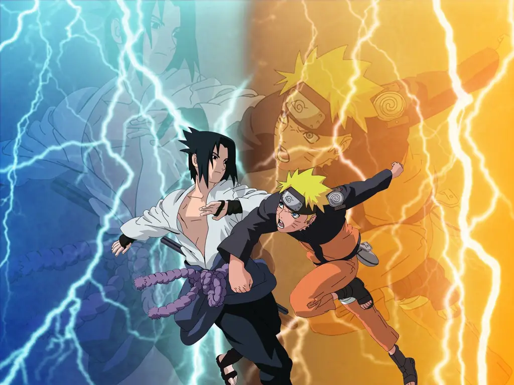 Gambar Naruto dan Sasuke bertempur bersama