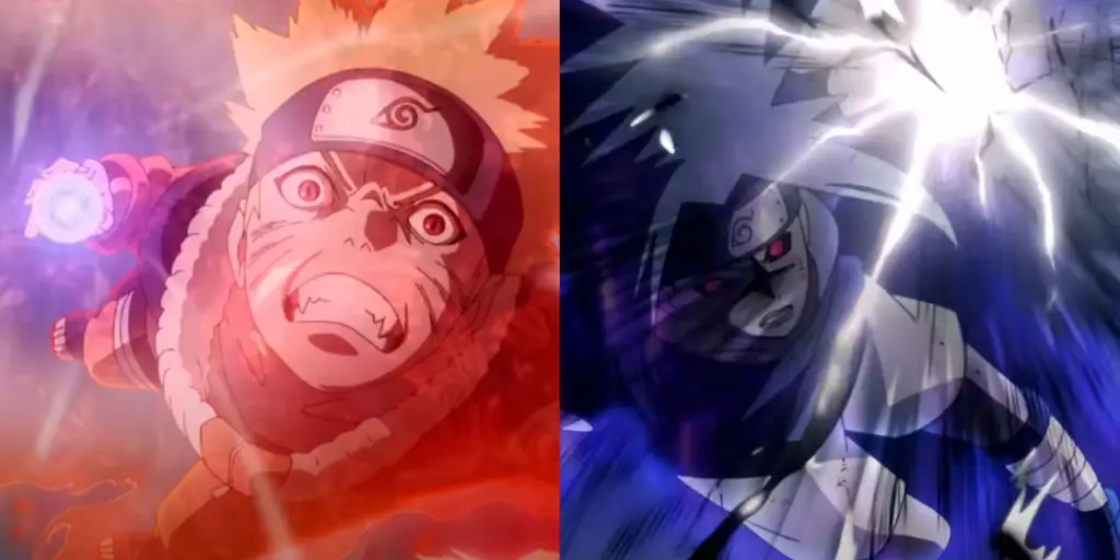 Gambar Naruto dan Sasuke sedang bertarung