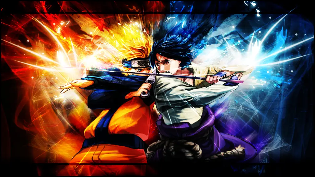 Wallpaper Naruto dan Sasuke dalam pertarungan sengit